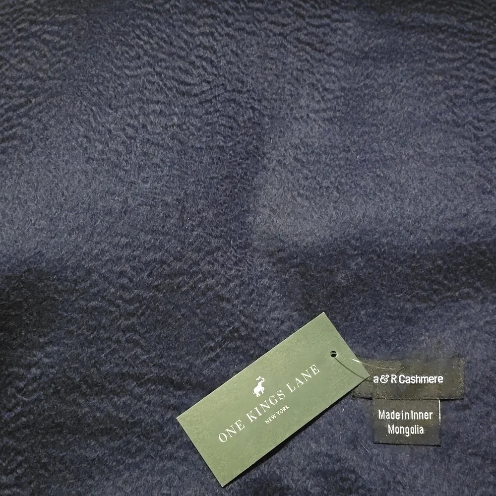ONE KINGS LANE Solid Cashmere Throw, Navy, Retail Price $295.00US